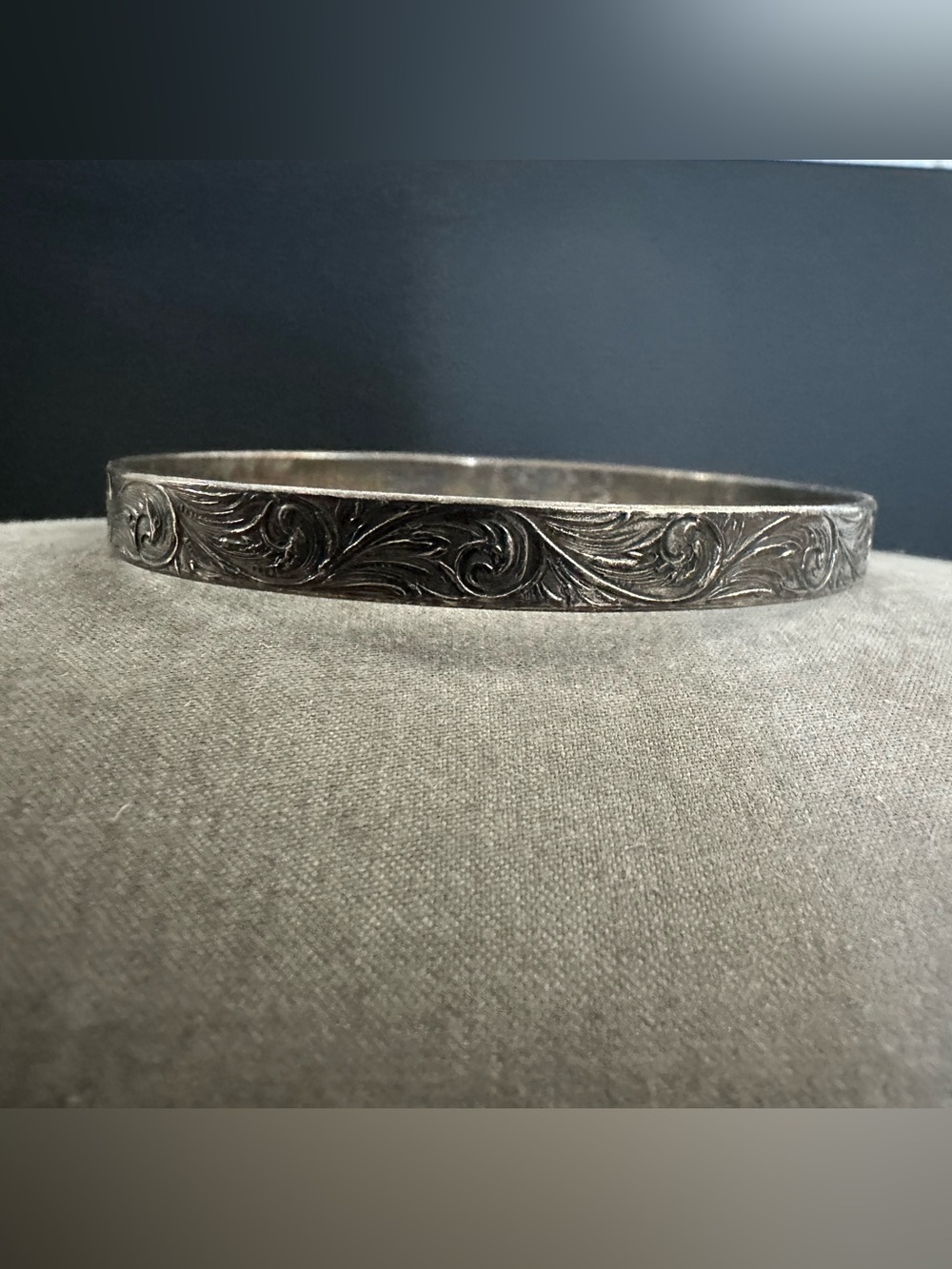 Rare Danecraft Sterling Silver Marked Floral Bangle Bracelet - 2.5 inch diameter
